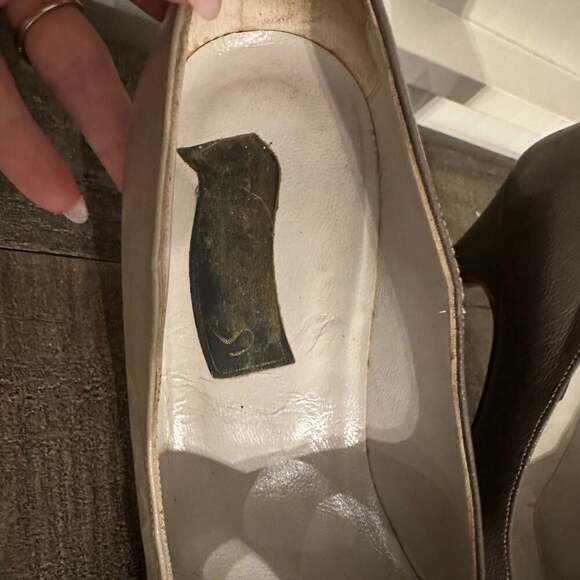 Vintage Grey Leather Pumps / Peep Toe Shoes / Stiletto Heels / Size 38 EU US 7 - Picture 2 of 5